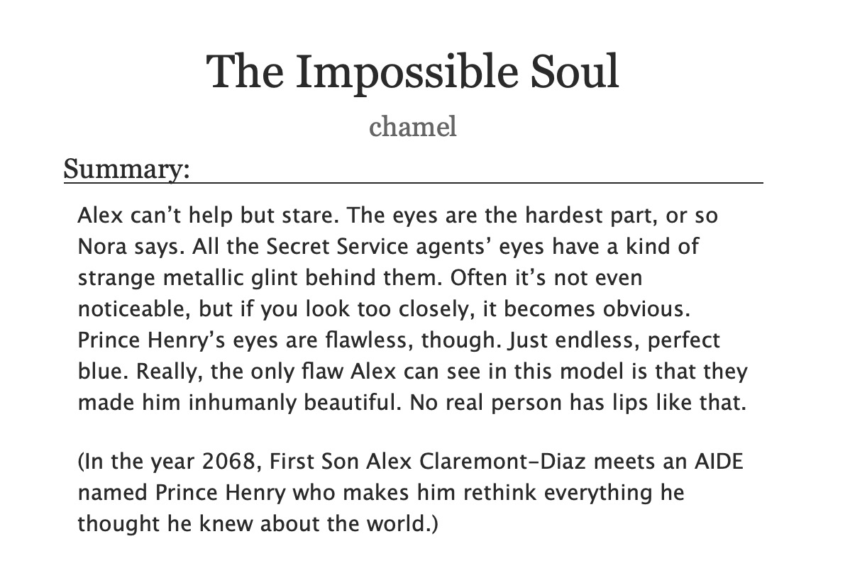 And now for something completely different—

M, 7k, Android/Westworld-esque AU, format and story partly inspired by @dumbpeachjuice's 'make me your god'

archiveofourown.org/works/55285303