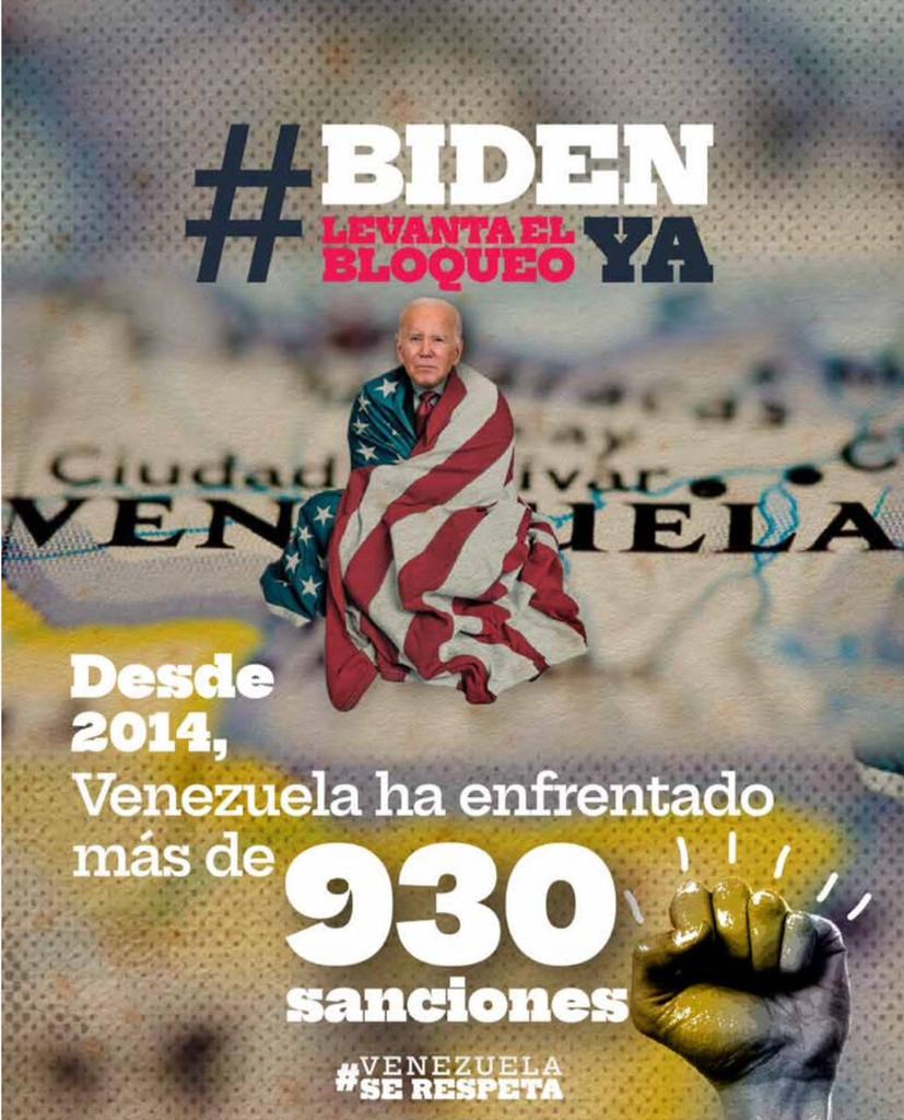 🇻🇪🇻🇪 Ellos piensan que con sus chantajes y bloqueos nos van a derrotar, pues desde lo más profundo de mi corazón le digo a los arrastrados del imperio que hagan lo que hagan no nos van arrodillar. #NiBloqueoNiChantajes
#BidenLevantaElBloqueoYa