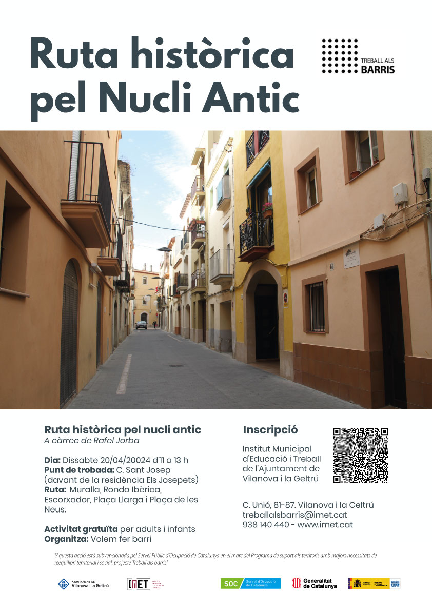 En el marc del programa Treball als barris us animem a participar aquest cap de setmana en una nova ruta històrica pel Nucli Antic de #VNG organitzada pels veïns i veïnes del barri Apte per a infants i adults 👥 Formulari d'inscripció ⌨️⤵️ 🔗 forms.gle/nC72xVewWw7pAe…