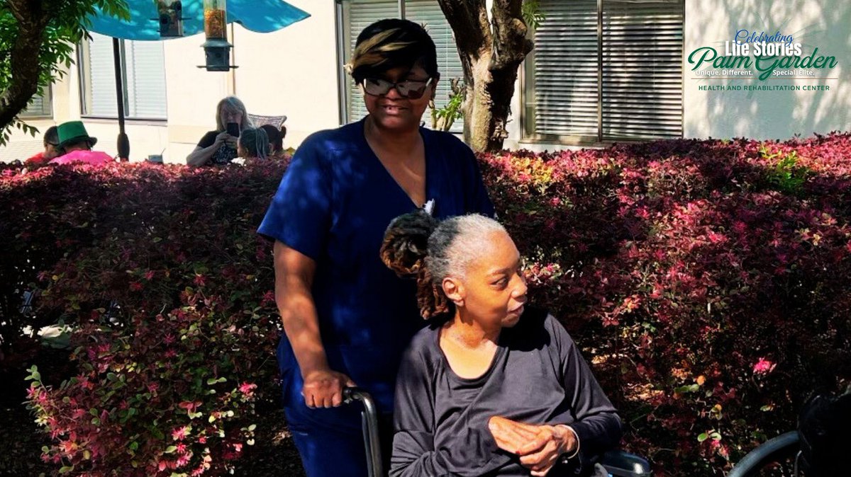 Pictured here is a caregiver in her natural element- experiencing generational love and respect. Caregiving is about relationships. #Gratitude #Caregivers #CelebratingLifeStories #WeArePalmGarden