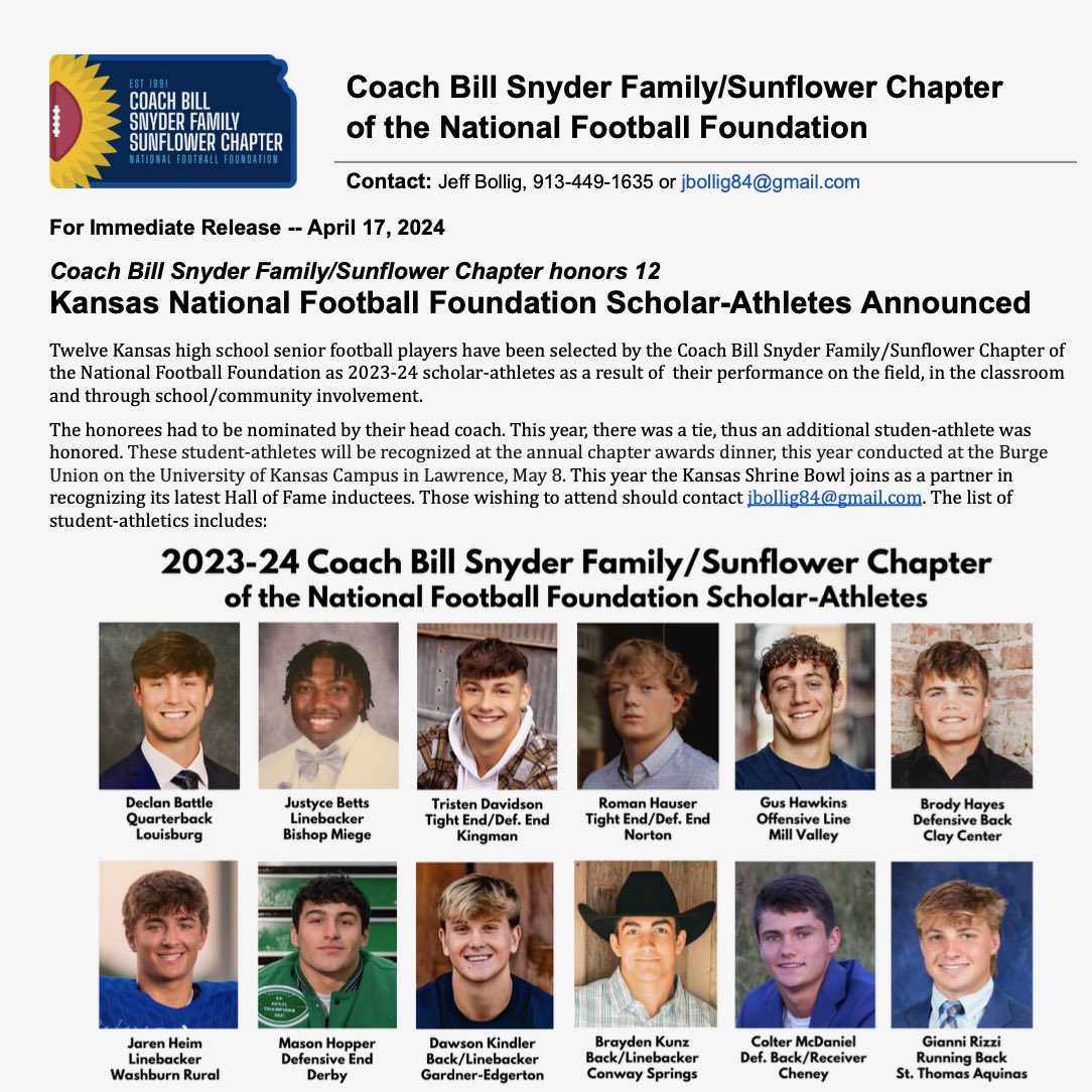Congrats <a href="/RomanHauser13/">Roman Hauser</a> What a great honor!!! <a href="/NtBluejay/">Norton Athletics</a>