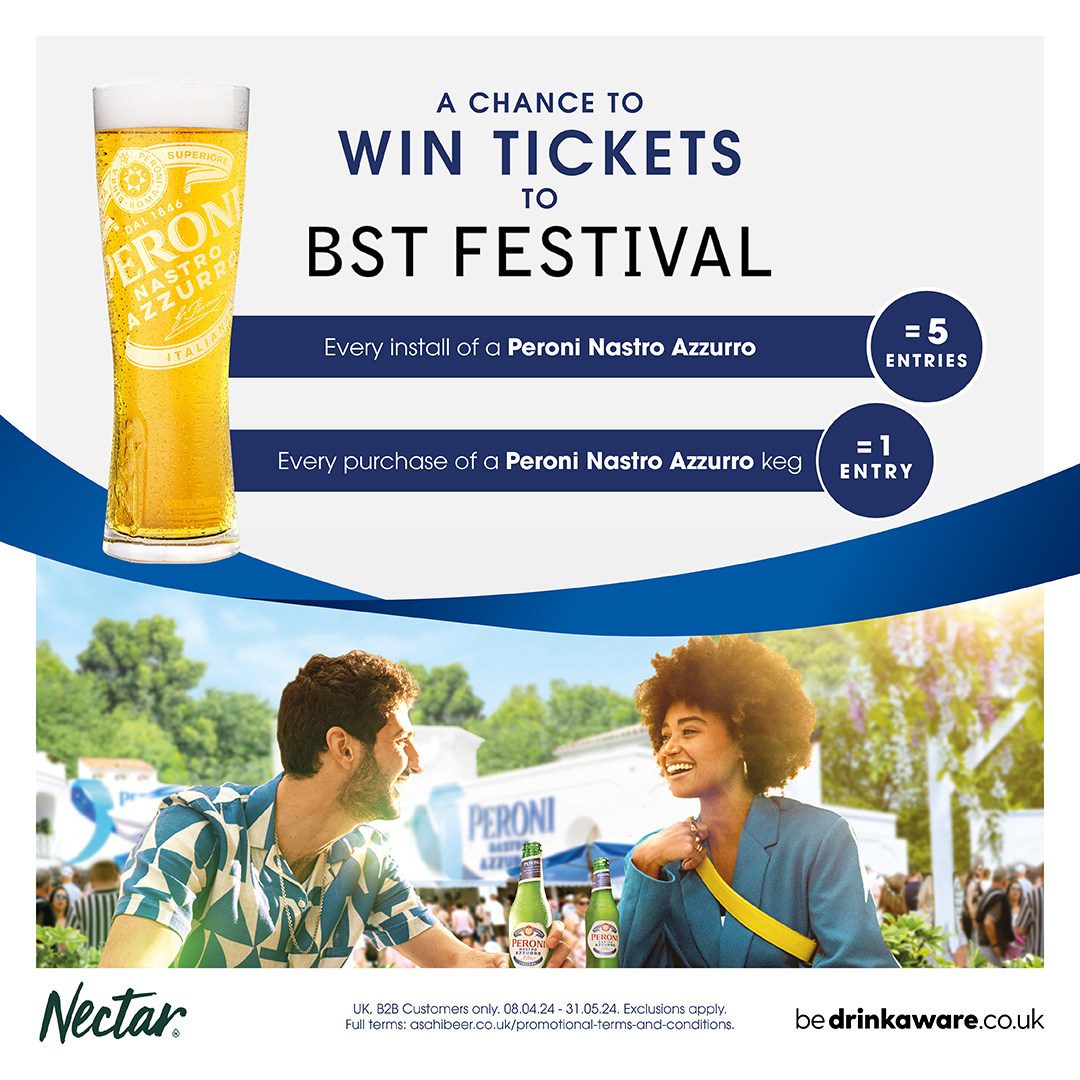 📣 Calling all Peroni Nastro Azzurro lovers! 📣 🎉🍻 Until June 28th, you could win tickets to BST Festival, including a one-night stay at a London hotel! 🎟️ 🛒 Find out more and read the full Terms and Conditions here: ow.ly/zLoO50RiWit