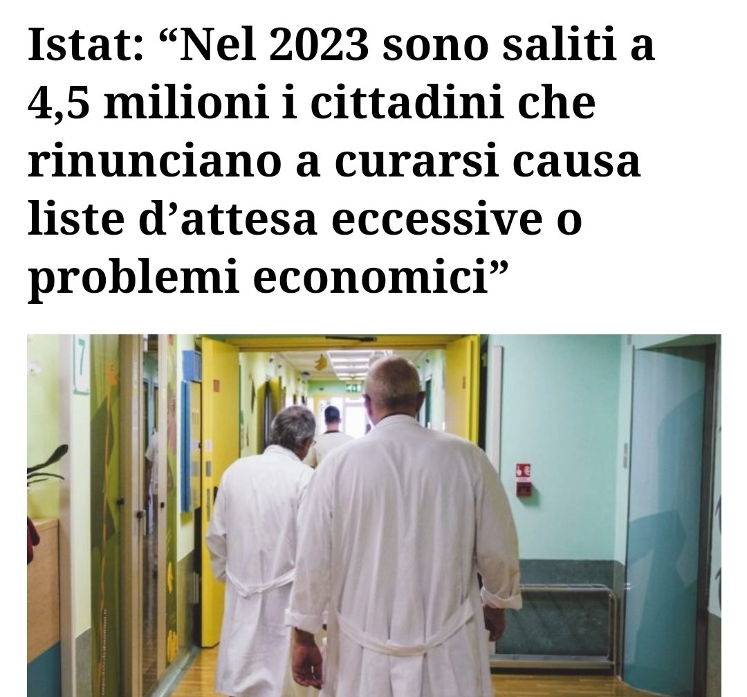 La Sanità pubblica va a puttane, però l'importante è buttare nel cesso 15 miliardi di euro per l'inutile Ponte sullo Stretto.
Ricordo l' articolo 32 della Costituzione italiana: 'la salute è un diritto fondamentale nell' interesse della collettività'.

#Governo_di_merda