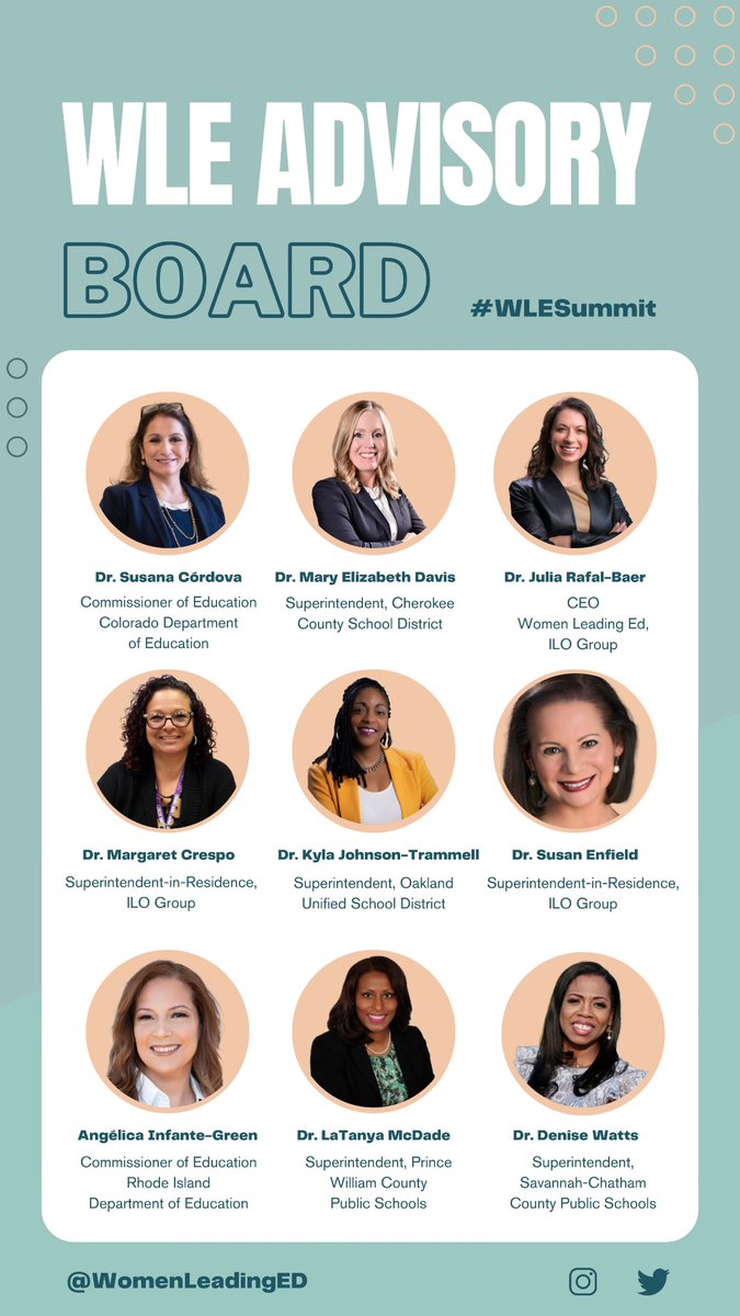 Just 1 more week until #WLESummit kicks off in Charlotte. Our Advisory Board members play a key role in shaping and advancing our curriculum, our advocacy and research, and our content for the annual Summit.