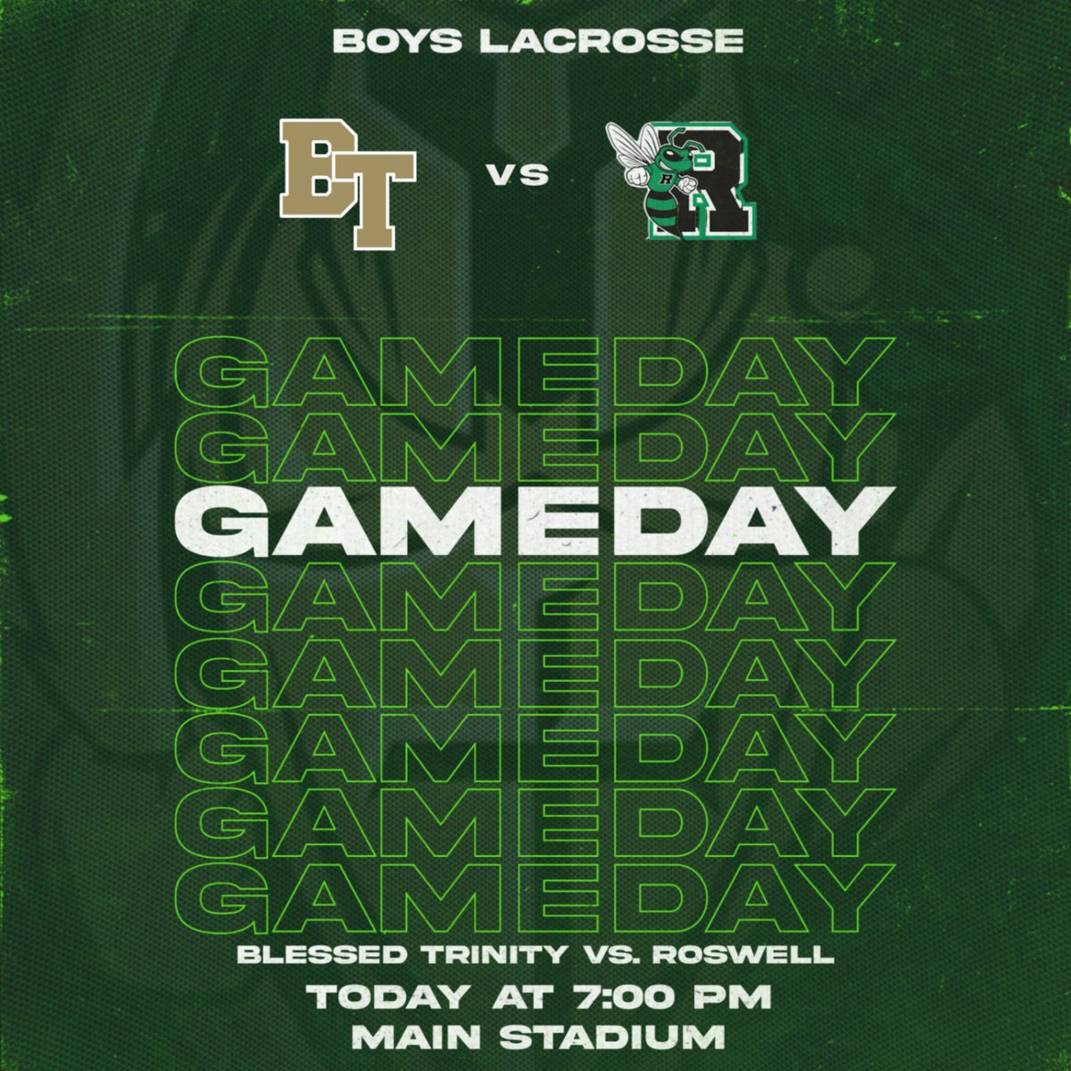 BT Boys Lacrosse takes on Roswell tonight in the MAIN STADIUM! Come cheer on the Titans at 7:00 PM.