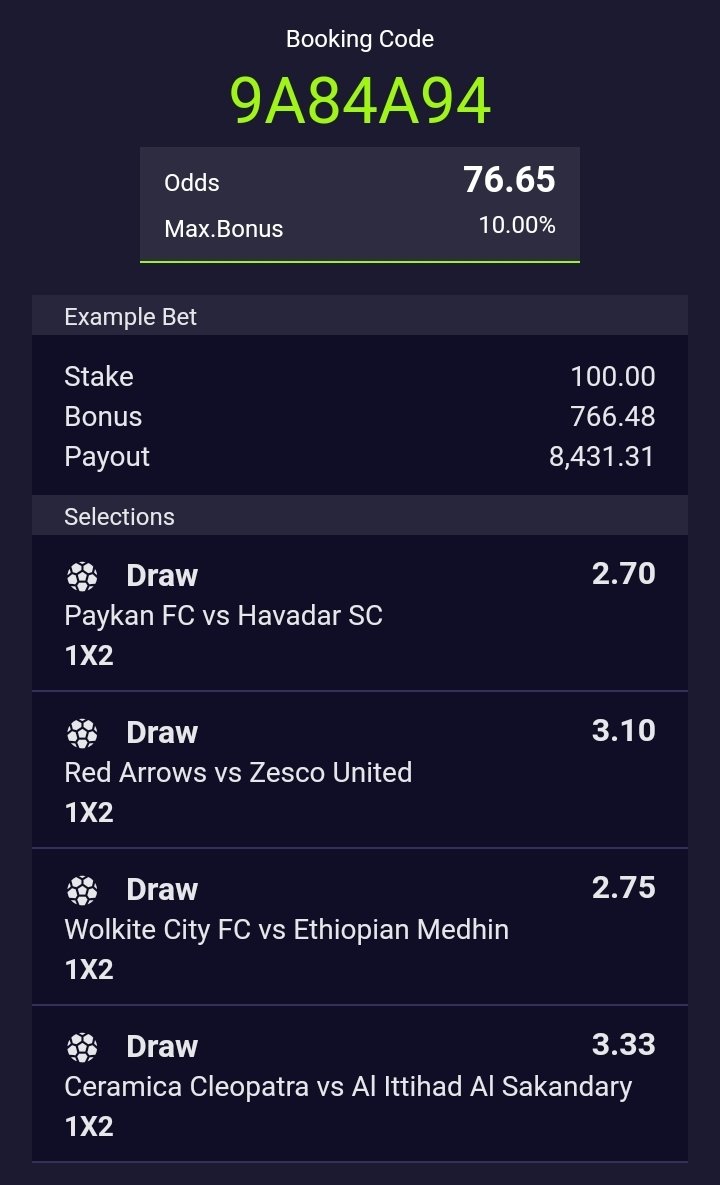 4/4 Ft X

Don't Think Of Missing It
#DrawAddict 
Gamble Responsibily 🔞 
@_kennyblaze1391 @Wappyking_ @walter_Carter1 @343bet @Hadasah5651 @thekozykid @jeffre__ @COBYTIP @ConvertBetCodes @focustip_ @only1medusa @JnrAba @LouieDi13 @TipGenius_FTX @general_mayor11