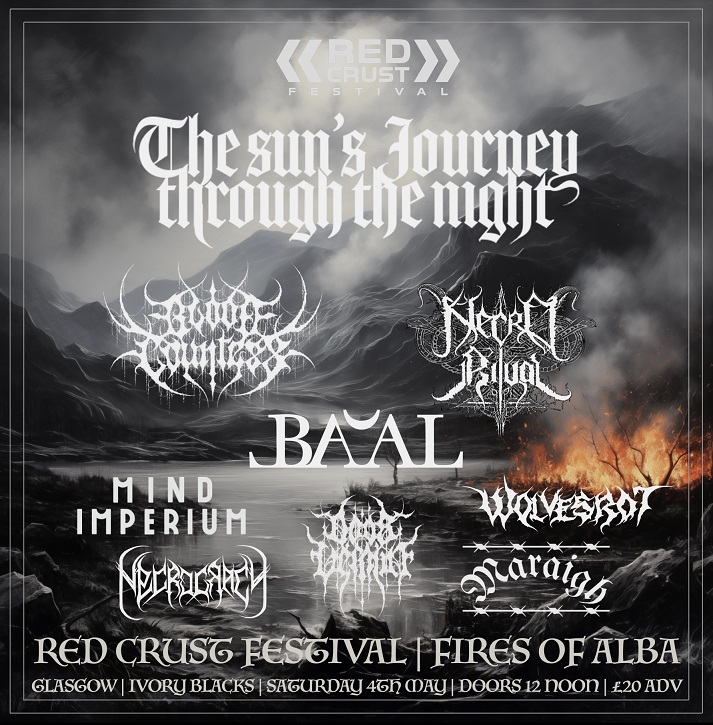 Fires Of Alba 2024 is a brand new all-day black metal event. Focused on bringing back a quality black metal event to Glasgow in 2024 Feat: The Sun's Journey Through The Night + more @Ivory_Blacks 🎟️t-s.co/fir32 @scottishmetal