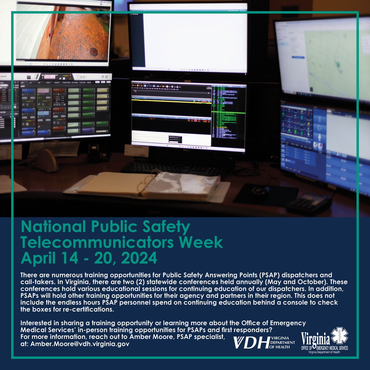 Happy National Public Safety Telecommunicators Week! Training for the PSAP dispatchers and call-takers does not stop after their initial academy, precepting, certifying or on-boarding. Training is on-going between dispatching skills and call-taking skills. #NPSTW
