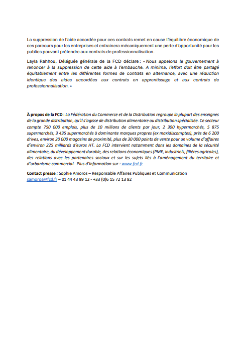 📢❗️J'appelle le gouvernement à renoncer à la suppression brutale des aides à l'embauche pour les contrats de professionnalisation et à recevoir les partenaires sociaux pour envisager des solutions pragmatiques. @FCDfrance #aidealemploi #formations