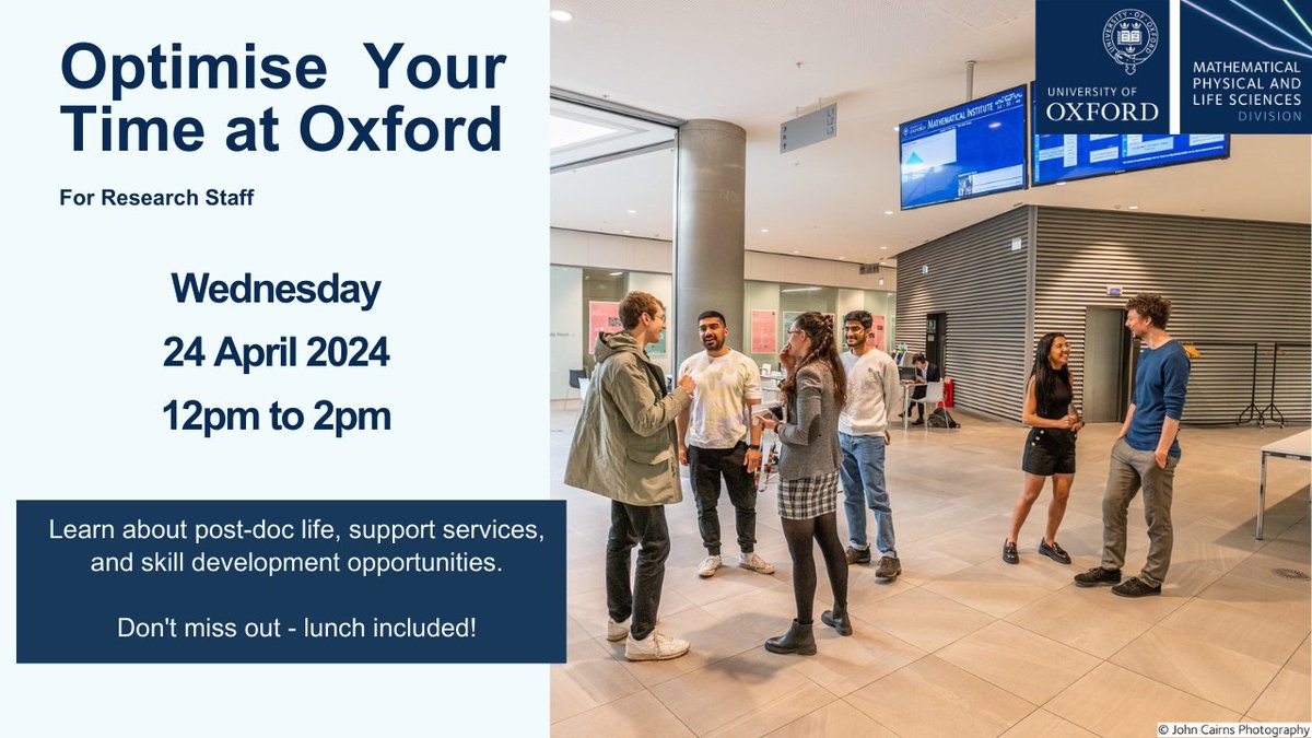 mplsoxford's tweet photo. Optimise your time at Oxford 🎓 

Excited to start your research journey?

Discover post-doc life, support services, and skill development opportunities. 

24 April 

Don't miss out - secure your spot now 👉 https://t.co/lebitpPyaV https://t.co/2aLZmfXUc0
