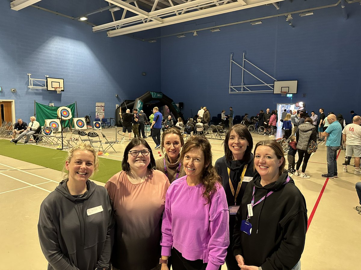 BelfastTrust's tweet photo. Consultant Lorraine Graham (middle) with some of the team from the Regional Disablement Service who organised a special sports ‘try out’ day for service users living with limb loss. https://t.co/U6rrntMXTI