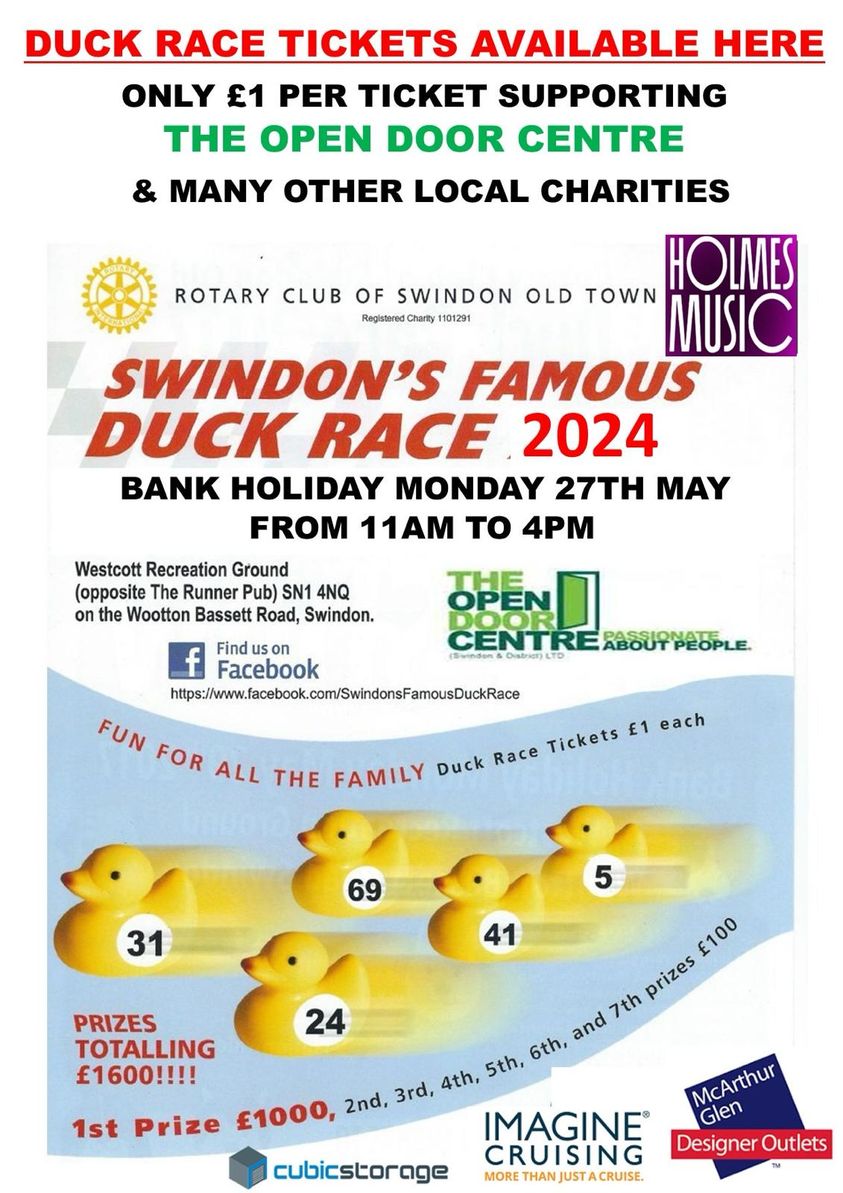 Please pop into @HolmesMusic to buy your Duck Race Tickets in aid of the wonderful @ODSwindon!