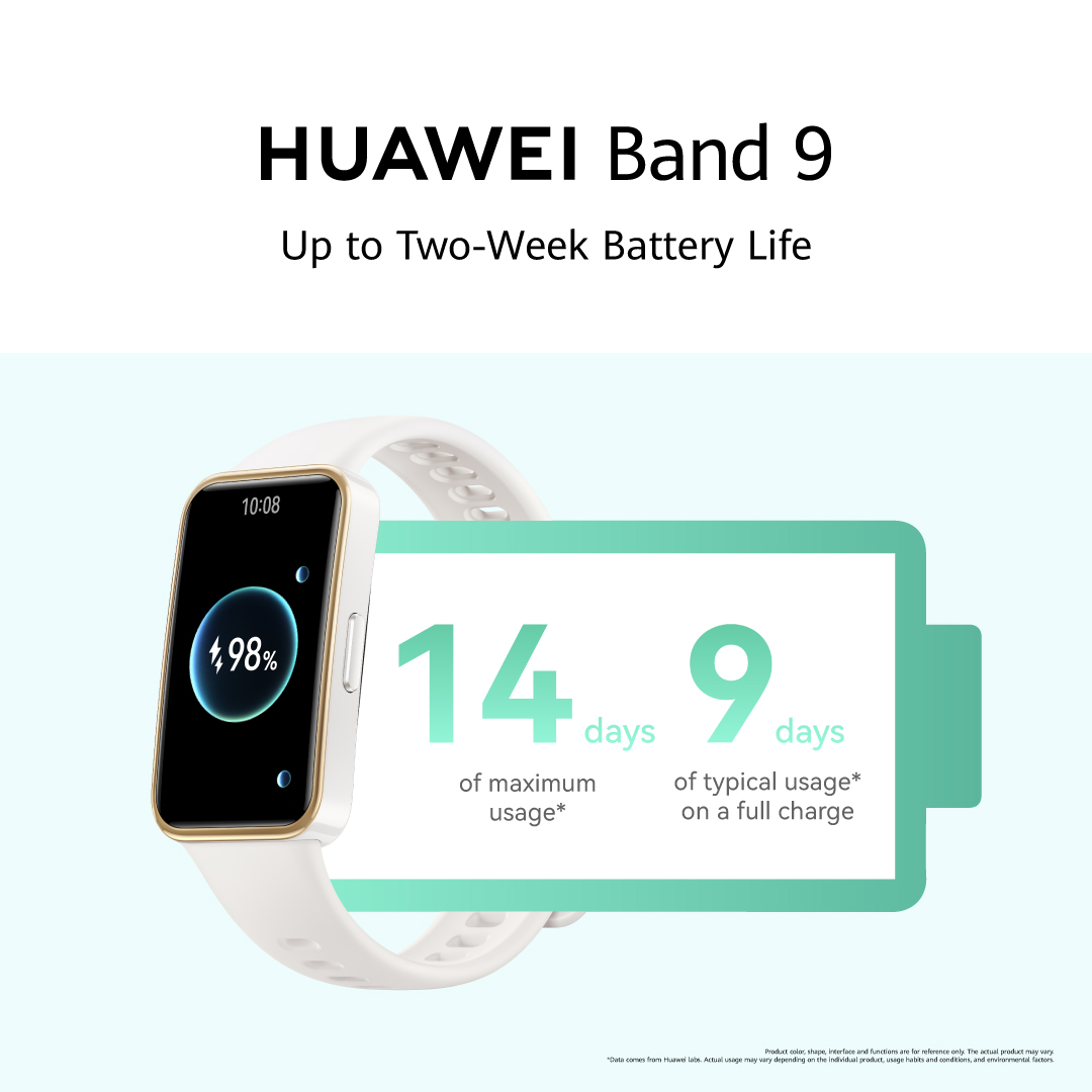 Power that lasts! #HUAWEIBand9 keeps you going for a full 2 weeks. Imagine that. ⚡Buy yours now bit.ly/3TQII9n