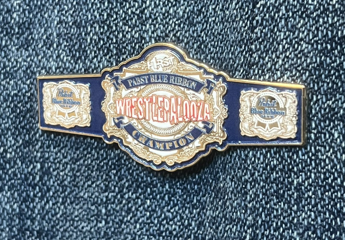 Wear me on your sleeve ❤️‍🔥 ‘WRESTLEPALOOZA’ Championship replica pins by the incomparable @PollyannaDIY.