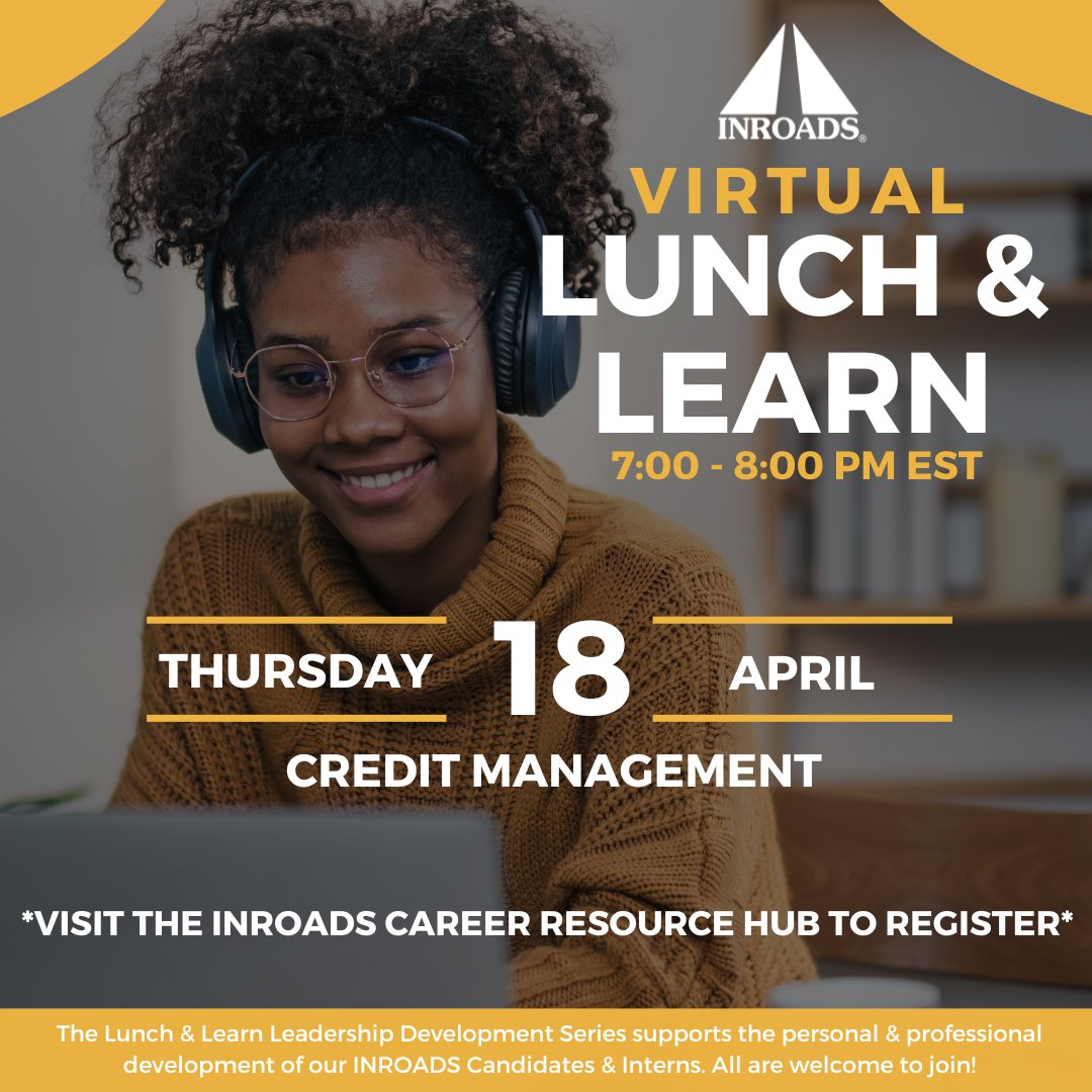 LUNCH AND LEARN ✨ but TONIGHT at 7 pm EST✨ 💳 Gain valuable insights and strategies to build a strong financial foundation. Don't miss out on the opportunity to enhance your financial knowledge 🔗 Sign up ➡️ inroads.pulse.ly/db042gvwpj #creditmanagement #INROADS #lunchandlearn