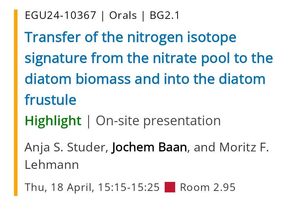 Are you interested in proxy ground-truthing, nitrogen isotopes, and diatoms? Check out my postdoc's talk that is coming up soon! #EGU2024