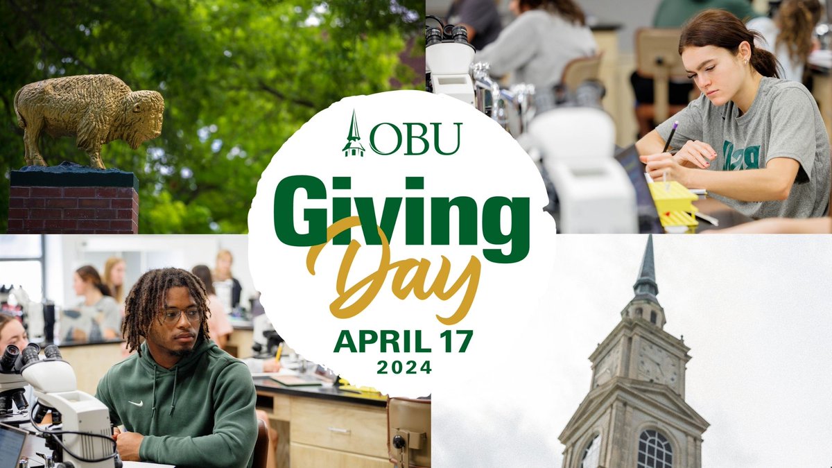 Haven’t made your Giving Day donation yet? There’s still time! Gifts of all sizes celebrate our students and honor the legacy of learning on Bison Hill. That's what Giving Day is all about! Make your gift now! giveobu.org/spring #obugivingday