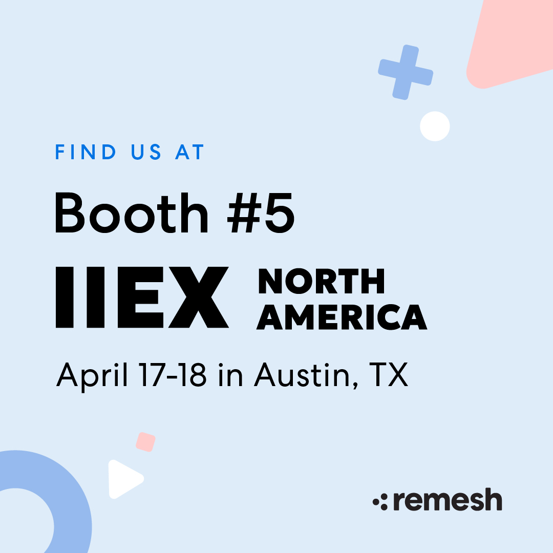 🤔How many consumers can participate in Remesh conversations? Stop by Booth 5 at #IIEX to ask us, but (hint, hint) the number is NOT low. #mrx #restech #ai #consumerconversations