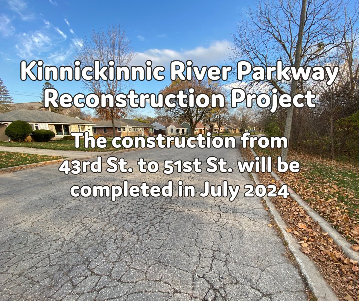 KK River Parkway construction from 43rd St. to 51st St. includes the construction of a new roadway, with the replacement of curb and gutter where needed, a realigned and newly paved path on the parkway, and a raised crosswalk at 51st St. Learn more at buff.ly/3Q8Q9b3