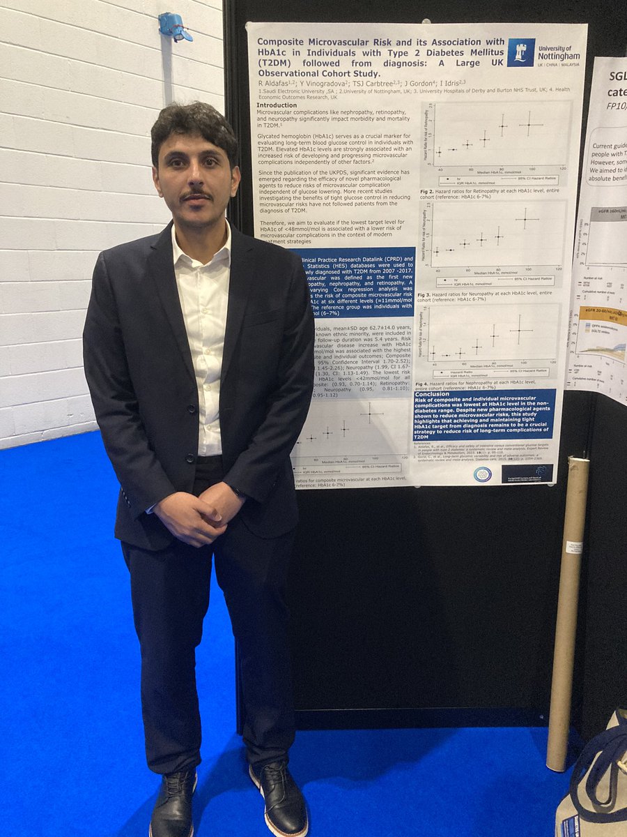 Our PhD student Mr Rami Aldafas @RamiAldafas presenting our study looking at individualizing HbA1c target and impact on microvascular complications. @MedicineUoN @UHDBDiabEndo