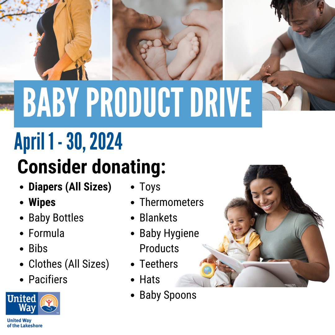 Exciting news! These Muskegon County businesses are partnering with United Way as donation locations for the Baby Product Drive: Baker College, Bear Lake Tavern, Lake Michigan Credit Union N. Muskegon, & ProFab Production Fabricators. For more info, visit unitedwaylakeshore.org/BabyDrive.