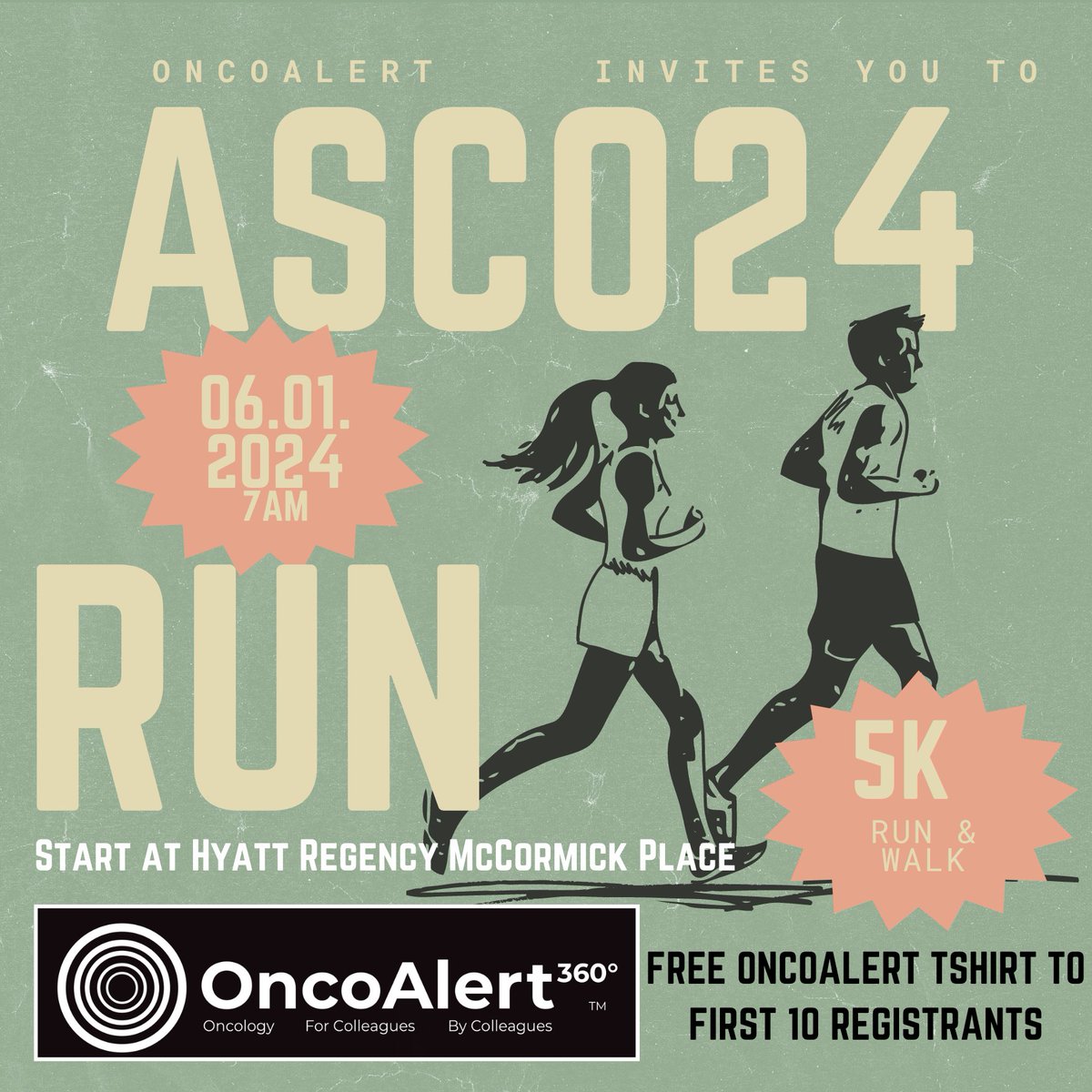 As #ASCO24 @ASCO approaches, we wanted to invite our colleagues to a healthy🏃‍♂️alternative in Chicago 🏙️ The #OncoAlertASCO5k 🚨is back and @OncoAlert would like to invite anyone who would like to participate to do so. Where and When: Saturday June 1st, 2024 at 7AM (local…