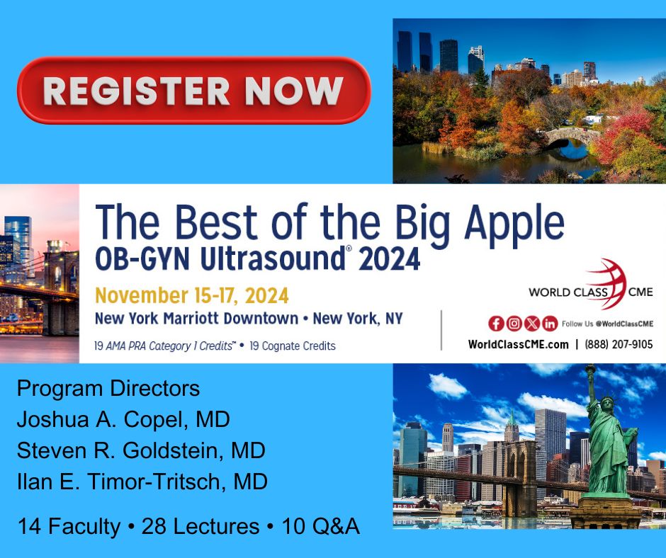 Secure your spot for The Best of the Big Apple OB-GYN Ultrasound! Take advantage of the special room rate of $329! For more information, visit WorldClassCME.com. #CME #OBGYNUltrasound #WorldClass #BigApple #NYMarriott