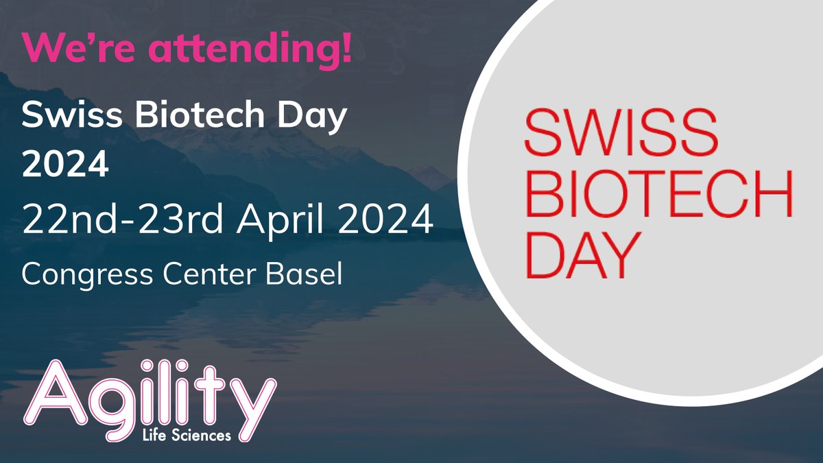 agilitylifesci's tweet image. Agility CEO @claire6thompson will be at @SwissBiotech Day in Basel next Monday and Tuesday so be sure to say hello and ask how we can tame your badly-behaved molecules! 

swissbiotechday.ch

#FutureproofFormulationsFast #CDMO #FormulationDevelopment #SmallMolecules #Peptides
