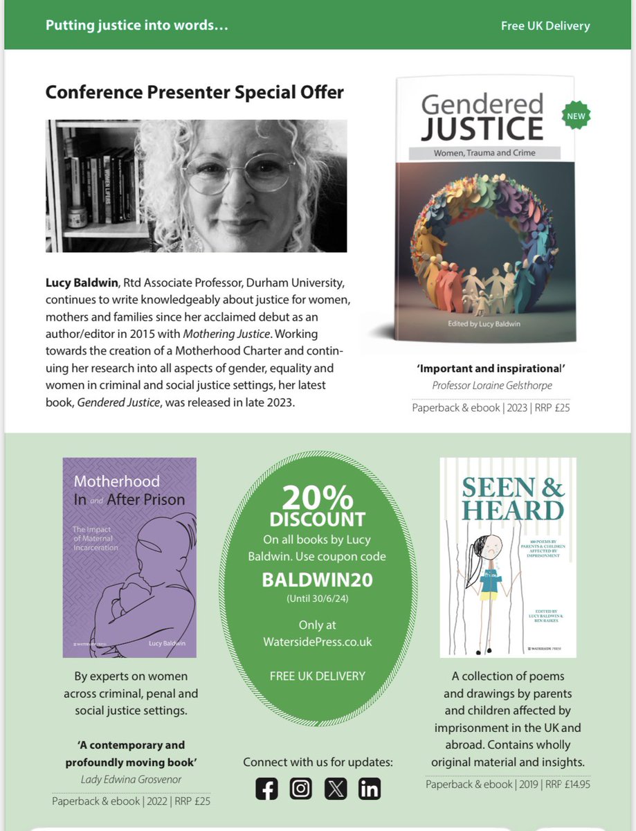 LucyBaldwin08's tweet photo. Save the date !  Weds 15th May 2pm Better late than never online launch for Gendered Justice a fabulous team of authors in a collection described by Professor Lorraine Gelsthorpe as ‘inspirational’ - link will follow @Sinem_Bozkurt88 @NicolaAHarding @BrisUniPress @klparadine https://t.co/M85ZgL8vzj