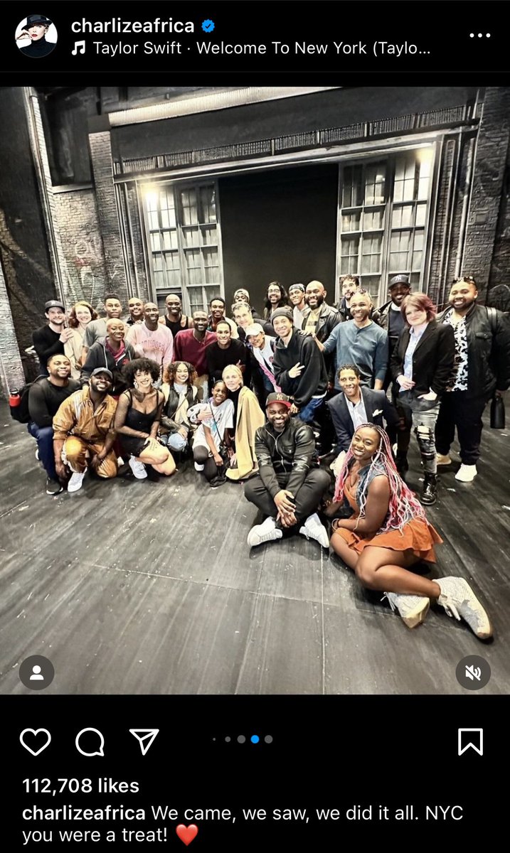 Charlize Theron with the cast of MJ the Musical (via Instagram).