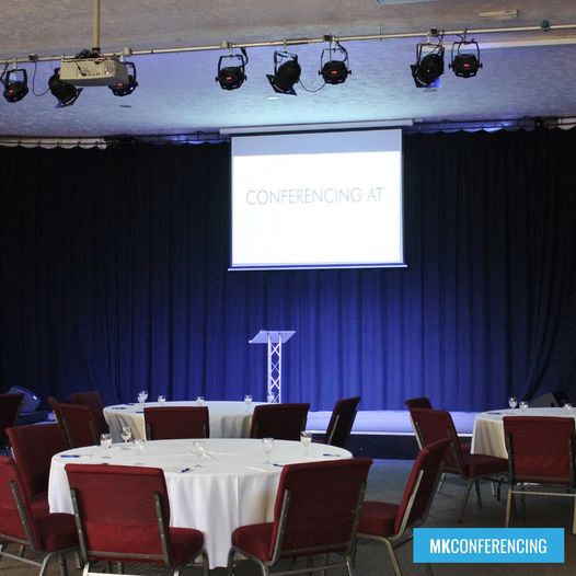 Cabaret is always a popular choice in our Discovery Suite 1. This layout allows people to interact in smaller groups for workshops whilst also being able to easily direct attention to the front of the room for presentations.