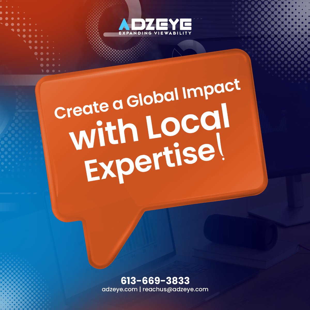 We believe in the power of community.

That's why Adzeye offers local marketing solutions with a global perspective.

We'll help you reach your target audience, wherever they may be.

 #LocalMarketing #GlobalReach #Community #GrowYourBusiness #Adzeye