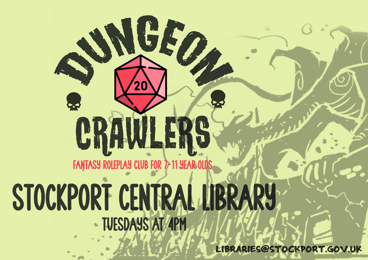 Book on our next Dragon Crawlers adventure series! Five sessions starting Tue 23rd April 4pm Sharpen those dice, dust of your imaginary spell books and find out where our Dragon Crawlers will be exploring next! orlo.uk/HiRN3 Fantasy roleplay club for 7-11 year olds