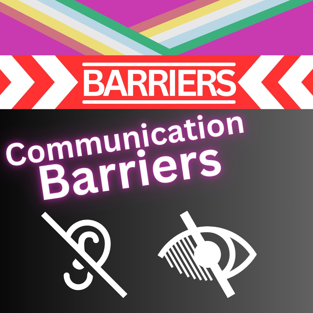 Examples of communication barriers include:
Only written health promotion messages  
Videos that do not include captioning

If you feel you could use support, come and join our community i.mtr.cool/jaegddturc

#disability #disabilityrights #disabilitysupport #community