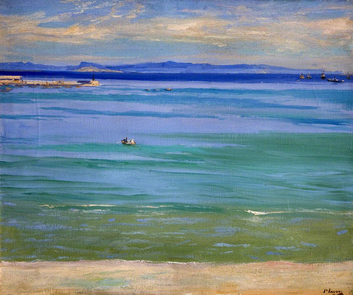 LULGalleries's tweet photo. For today’s #OnlineArtExchange @artukdotorg we’re looking at #Lavery and #OnLocation art for @UlsterMuseum #LaveryOnLocation

We can’t get enough of the brilliant blue hues in John Lavery’s ‘Tangier Bay, Sunshine’ which perfectly match Robert Kitson’s ‘Quillon Bridge, S. India’ https://t.co/CeUG7kwWJG