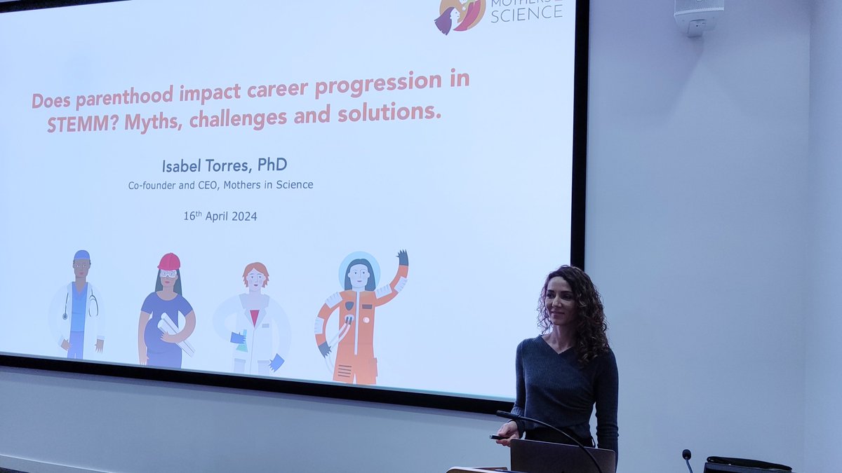 Our founder/CEO @Isabel_L_Torres presented at the @MRC_LMB this week, sharing our eye-opening data and discussing actionable solutions to dismantle the systemic barriers faced by mothers & caregivers in #STEMM. #MothersInScience #WomenInSTEM #MaternalWall #MotherhoodPenalty