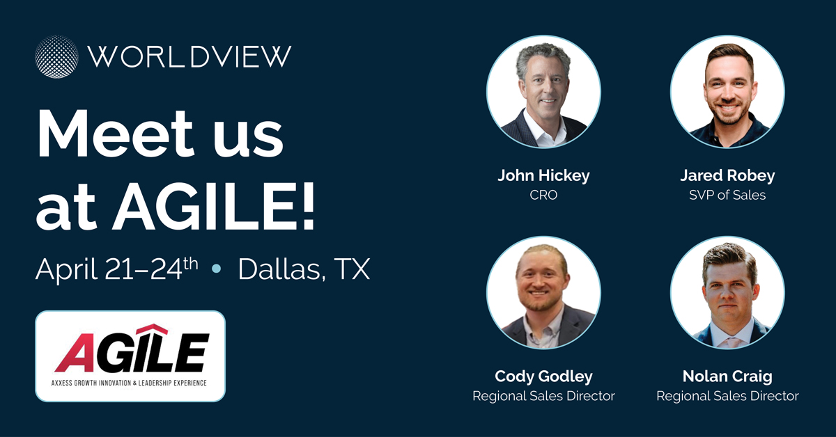 WorldViewLtd's tweet photo. Excited about #AGILE24 next week? So are we! 

WorldView is proud to showcase how our partnership with @Axxess is establishing new benchmarks in healthcare technology. Seize the opportunity to interact with our experts and discover innovative strategies. See you in Dallas! https://t.co/3SucZMOeMW