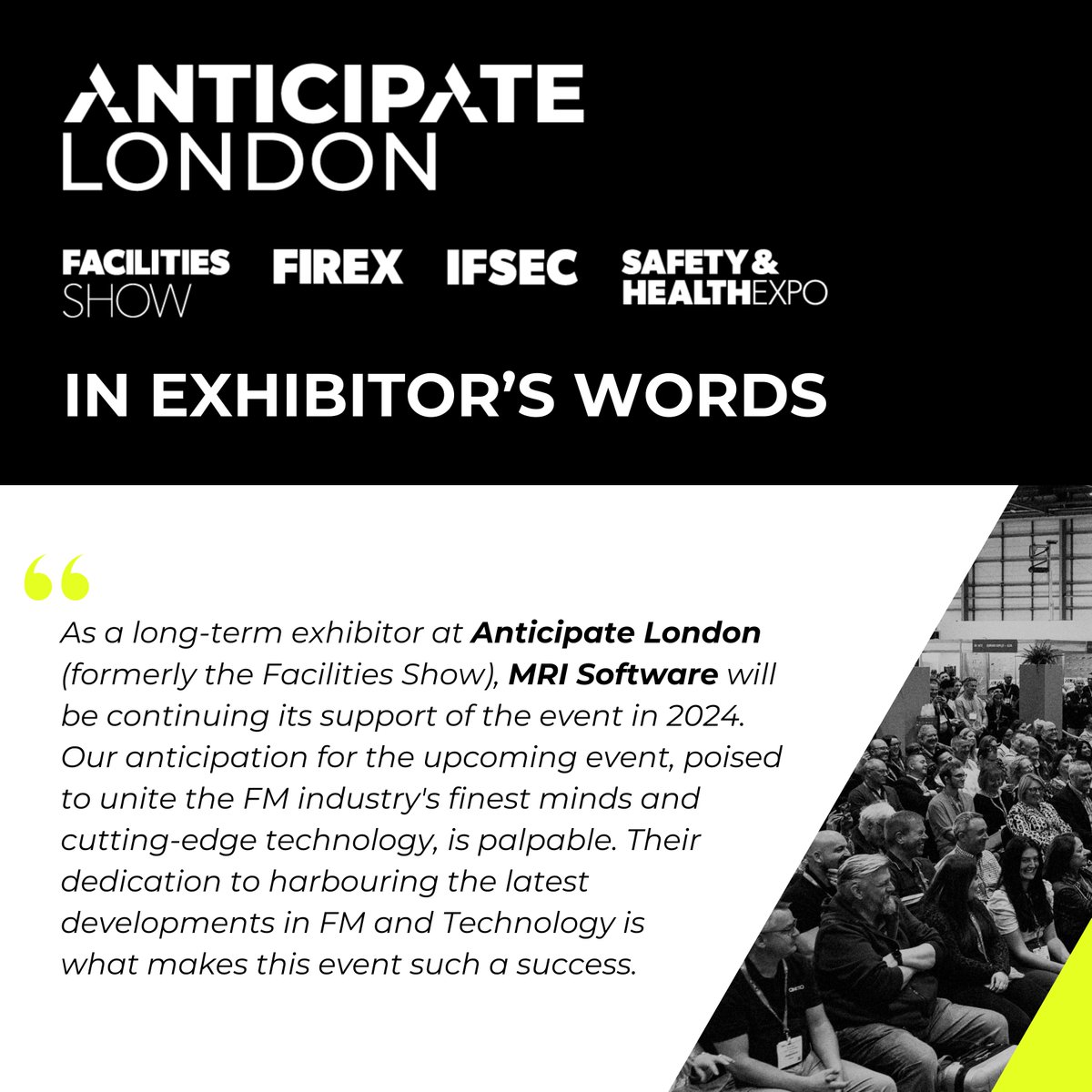 IFSEC's tweet photo. Our exhibitors return year after year for a reason. Hear from Karl Broom, Sales Director - FM at @mrisoftware, to discover why @Anticipate_LDN holds such significance for businesses in the sector. 🤝

Learn more about exhibiting: https://t.co/T8pUc4srR9 https://t.co/NfaIqpiZgF