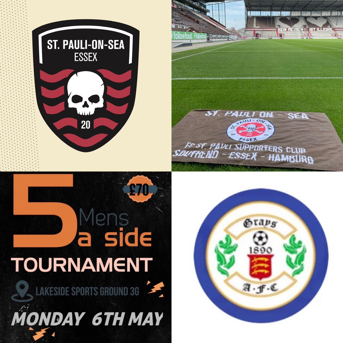 🚨ANNOUNCEMENT🚨 We will be taking part in @GraysAthleticFC ‘s #5ASide tournament at Lakeside Sports Ground on Monday May 6th! FORZA SANKT PAULI🤎🤍🏴‍☠️ #fcsp