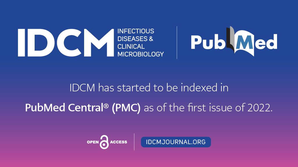 IDCM dergimizin 2022 yılının ilk sayısından itibaren PubMed Central® (PMC)'a kabul edildiğini duyurmaktan mutluluk duyuyoruz! 🎉

🔗 ncbi.nlm.nih.gov/pmc/journals/4… 

@idcmjournal 
🔗 idcmjournal.org