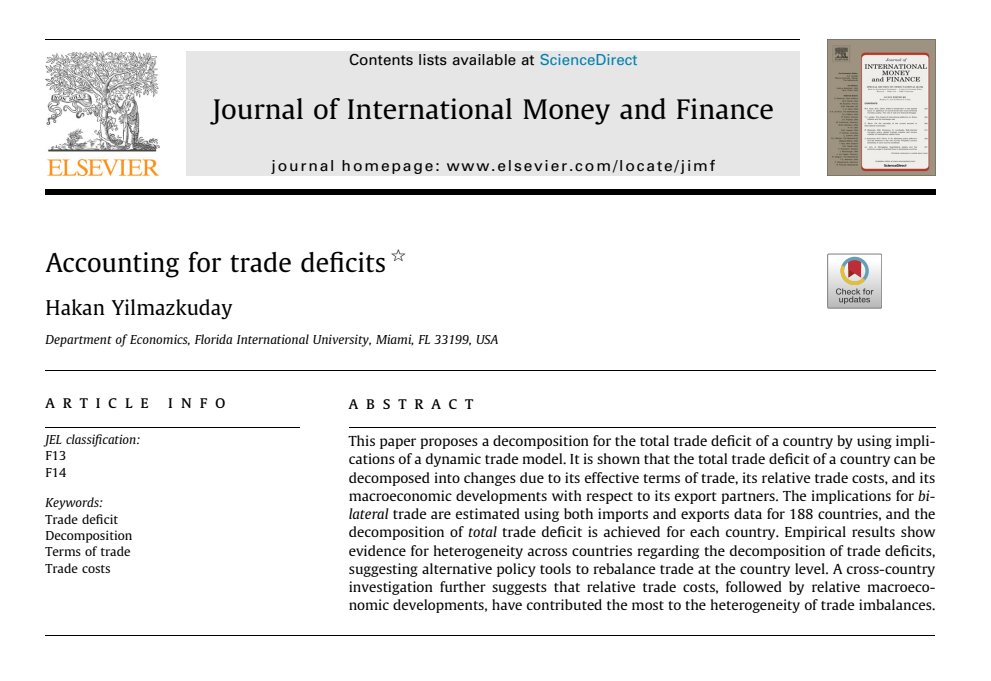 What are the drivers of trade deficits? The answer is in this publication: doi.org/10.1016/j.jimo…