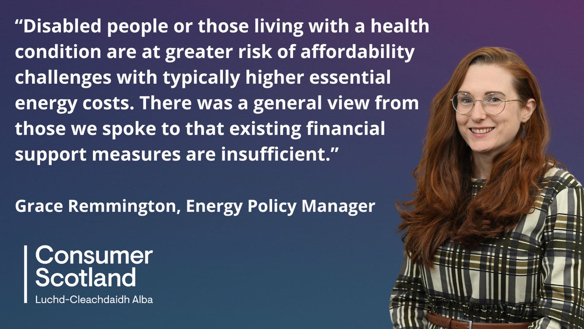 Disabled people and those living with a health condition who took part in new @Consumer_Scot research have highlighted serious negative impacts from high energy bills. Read more here: bit.ly/3xHmxLC