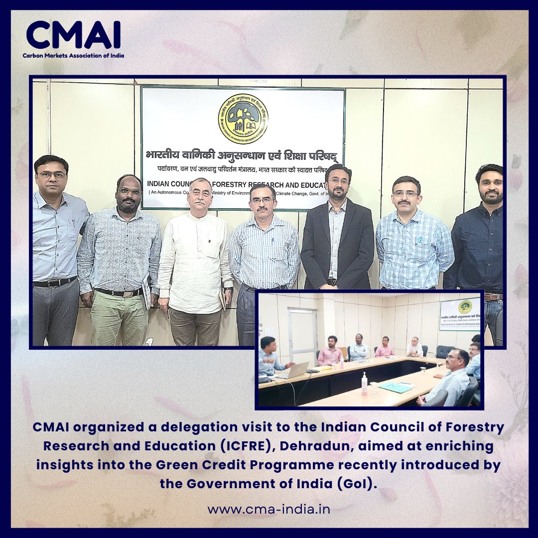 #CMAI organized a delegation focused on the #GCP in Dehradun at the esteemed @IcfreIndia . The primary aim of this gathering was to garner comprehensive insights into GCP and GoI initiatives fostering individual and entity engagement towards a green future.