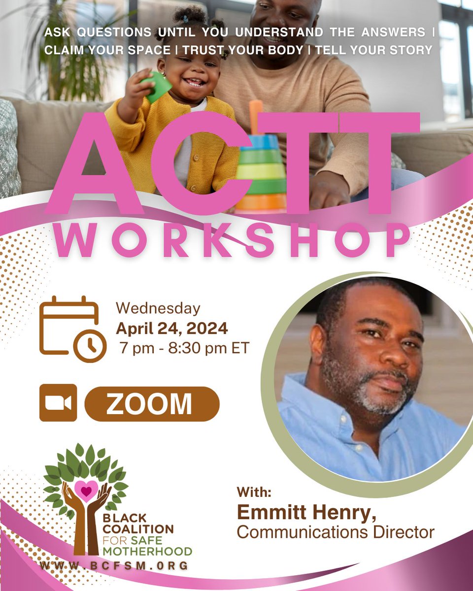 We're excited to announce our next workshop will be focused on Dads! Join ACTT for Dads on Wednesday, April 24th @ 7 PM EST. Sign up here: linktr.ee/BCFSM
