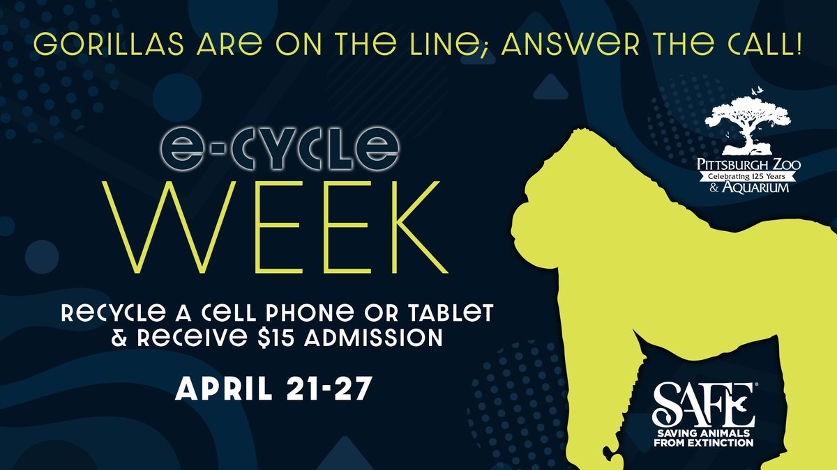 Gorillas are on the line; answer the call! We are pleased to present e-Cycle Week, which offers $15 admission from April 21st through April 27th for guests who bring small electronics to the Zoo to recycle. Learn more here ➡️ bit.ly/3W2pqR6