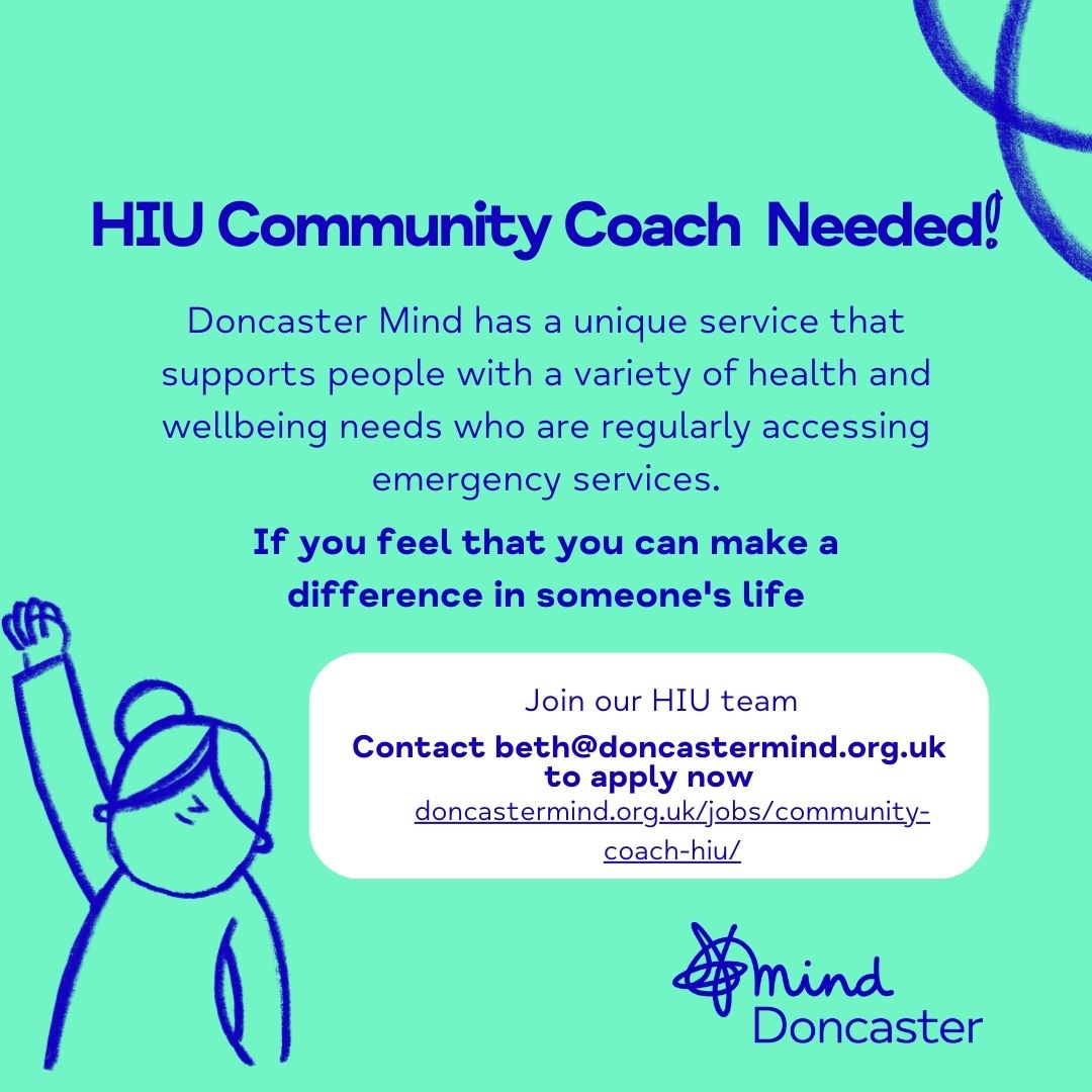 If you feel that you can make a difference in someone's life we're recruiting for a full time HIU Community Coach to join our dedicated team. For more info, email beth@doncastermind.org.uk or visit doncastermind.org.uk/jobs/hiu-commu… #Hiring #DoncasterMind #HIU