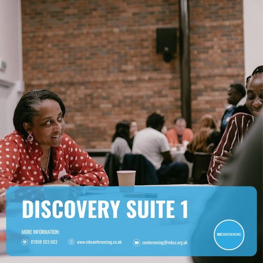 Discovery Suite 1:
- 60 people in cabaret style or 100 people in theatre style
- projector &amp; AV system
- small stage area
- designated toilets
- lobby area for welcoming / registration