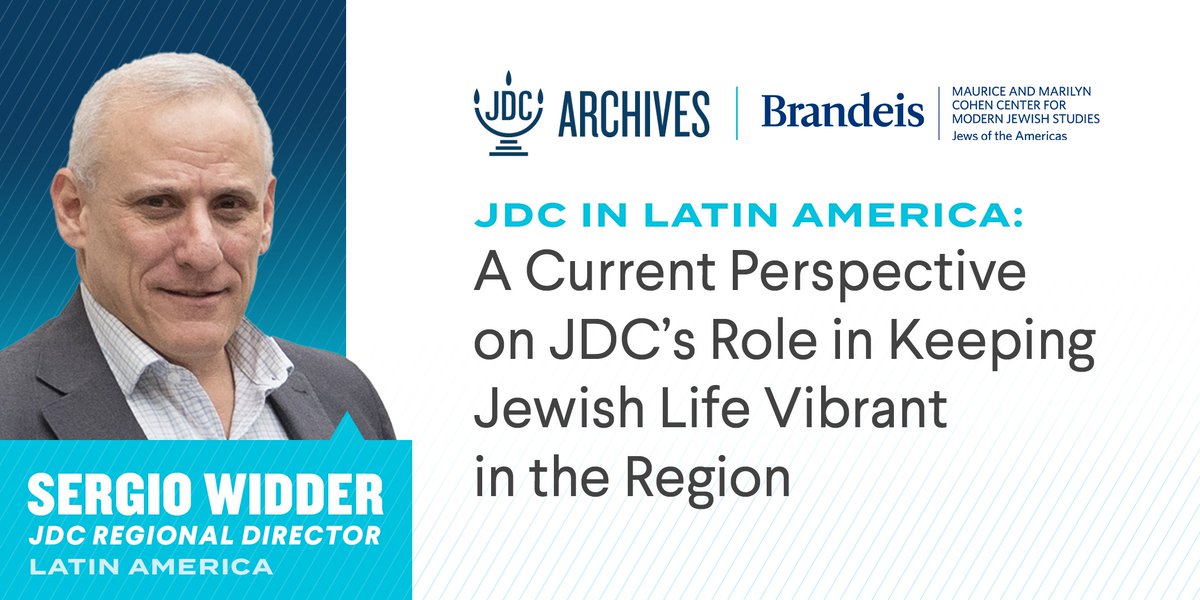 🌟 Join a captivating public lecture on 'JDC in Latin America: A Current Perspective' by Sergio Widder at Brandeis University! 🌎🔍

🗓️ May 7th, 2024
🕖 7pm-8pm
📍 Brandeis University @BrandeisU

RSVP here: archives.jdc.org/sergio-widder-…

#JewishLife #LatinAmerica #BrandeisUniversity