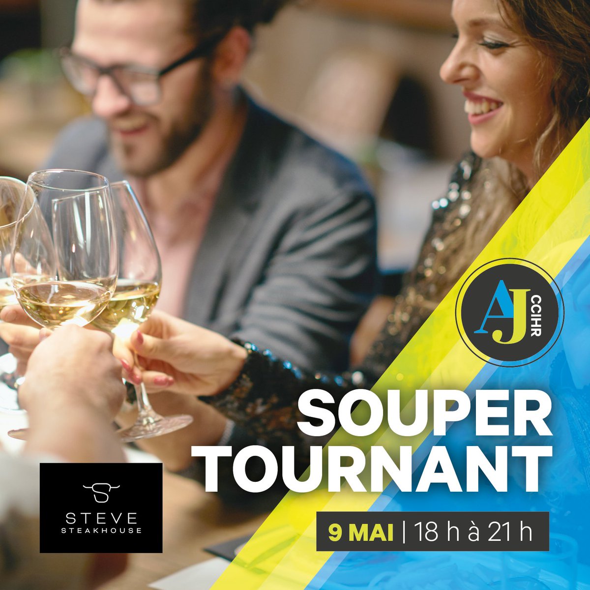 Soyez du prochain événement de #réseautage : un souper tournant qui permet de créer des liens avec de nombreuses personnes (et de se régaler !) 
✍️ Info et inscription : bit.ly/4aEcB3Y

#ccihr #ailejeunesse #ajccihr #stevesteakhouse #soupertournant
