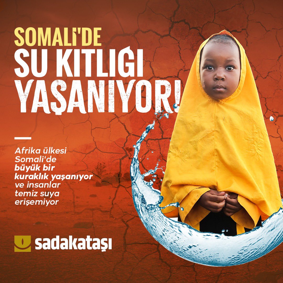 Somali'de Su Kıtlığı Yaşanıyor! Afrika ülkesi Somali'de büyük bir kuraklık yaşanıyor ve insanlar temiz suya erişemiyor. 🌐 sadakatasi.org.tr//page/hissende…